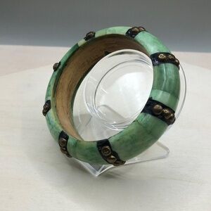 Vintage bone and brass statement style boho bangle bracelet